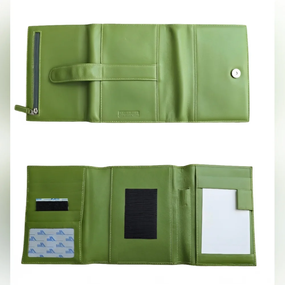 NWOT Levenger Soft Leather Folio PDA Wallet Planner Organizer Tri-Fold in Spruce
